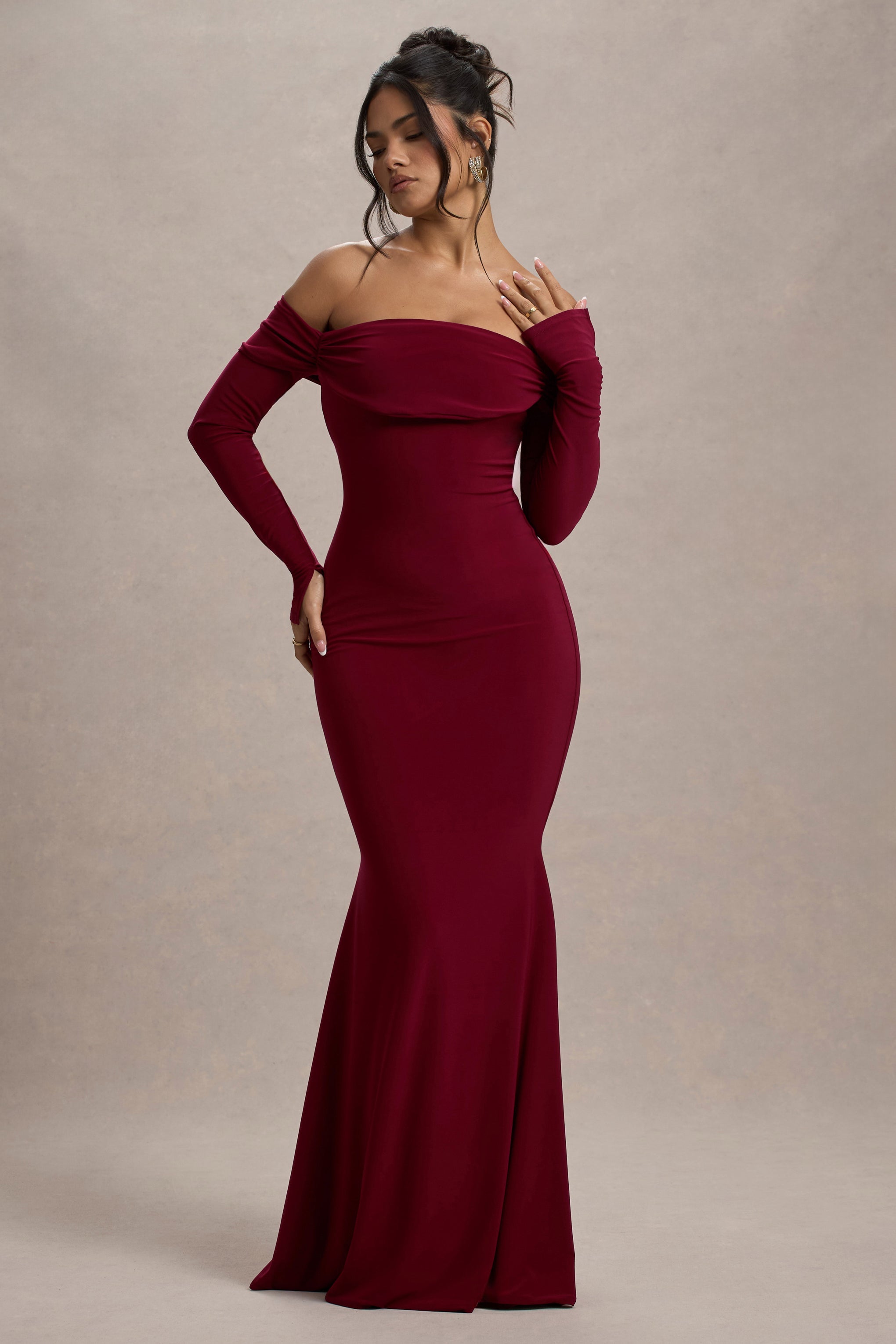 Amaia | Berry Bardot Uzun Kollu Maxi Elbise