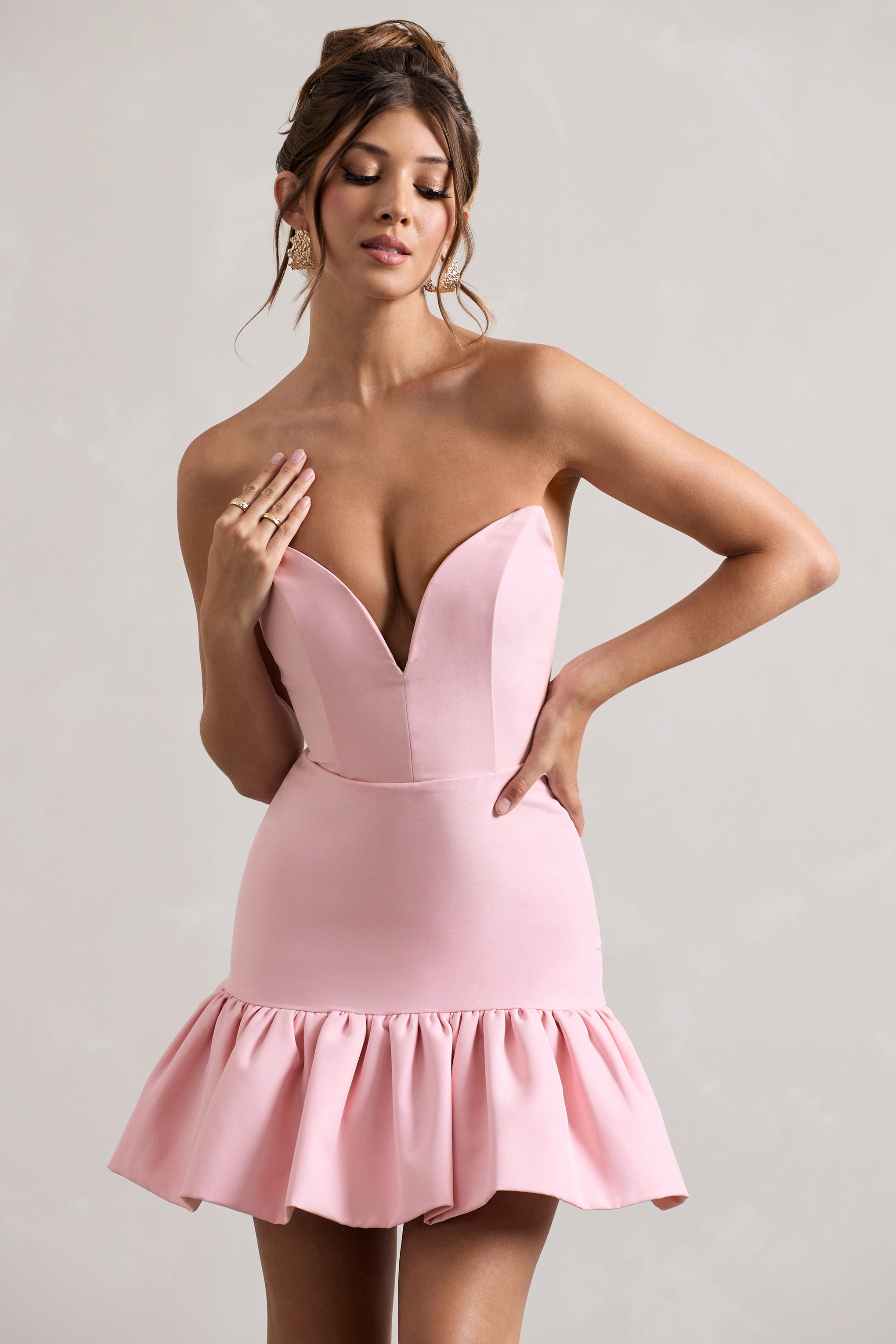 Koko | Volanlı Kenar Detaylı Pembe Mini Elbise