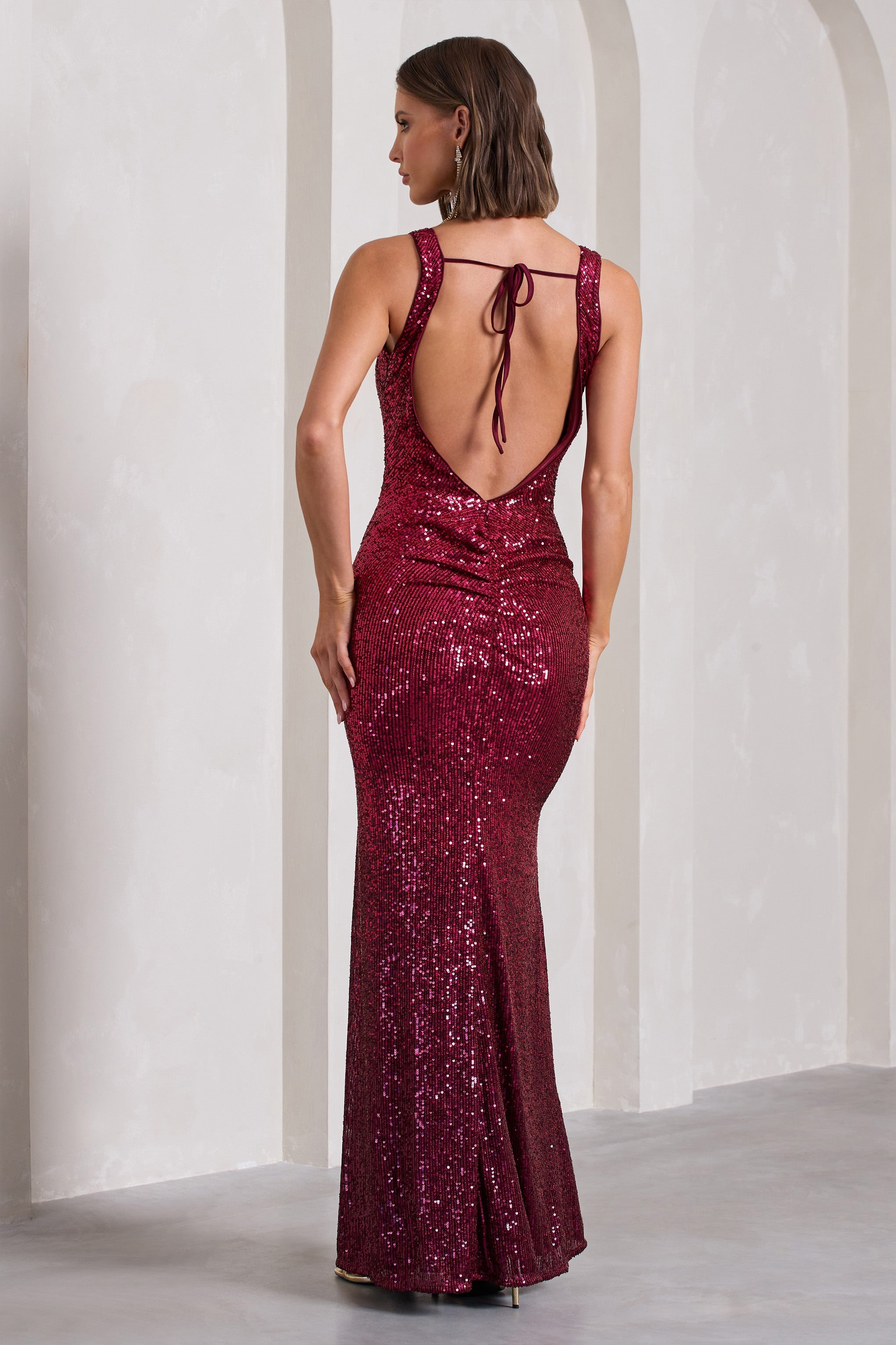 Yvonne | Erik Renkli Sırt Açık Bodycon Maxi Elbise
