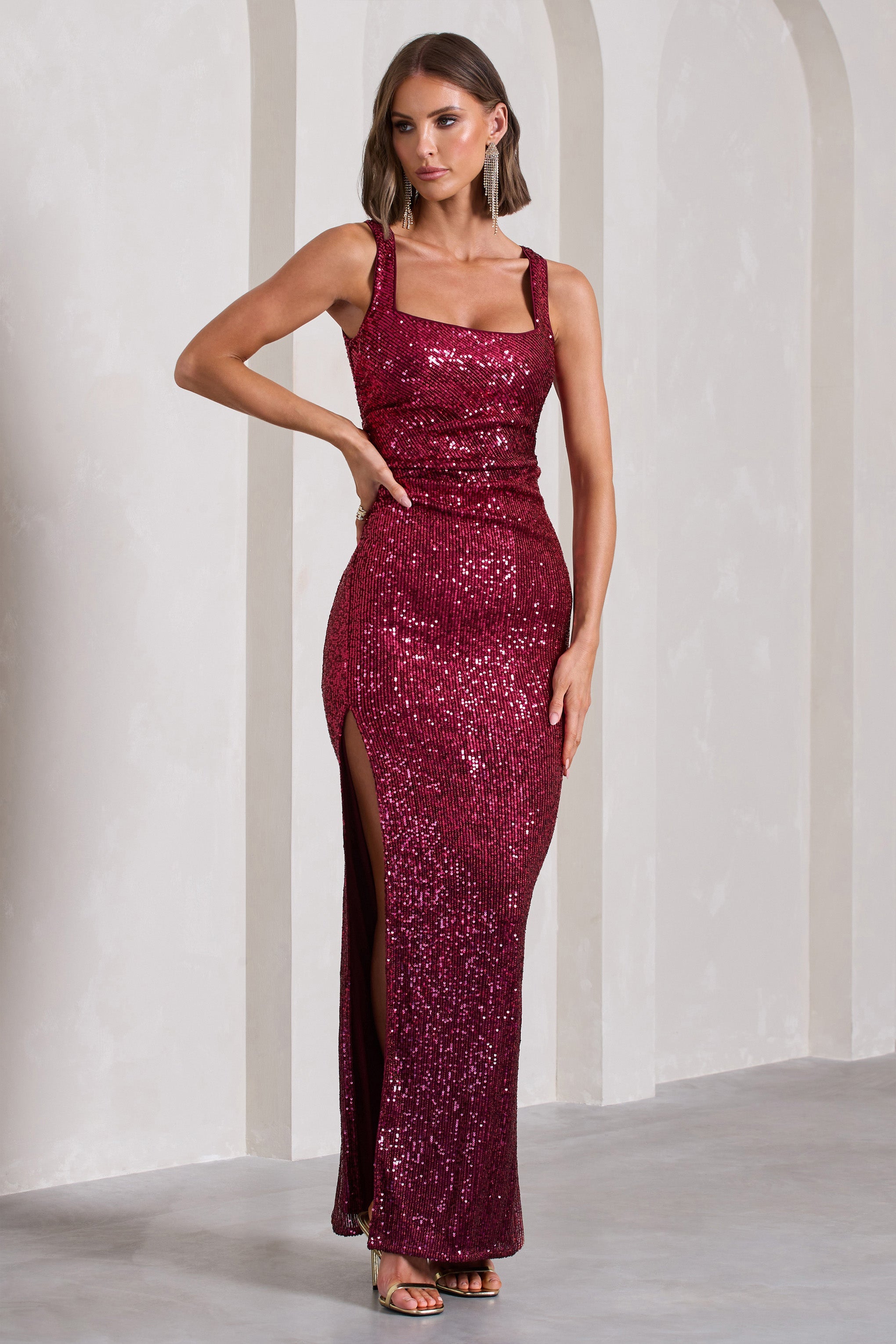 Yvonne | Erik Renkli Sırt Açık Bodycon Maxi Elbise