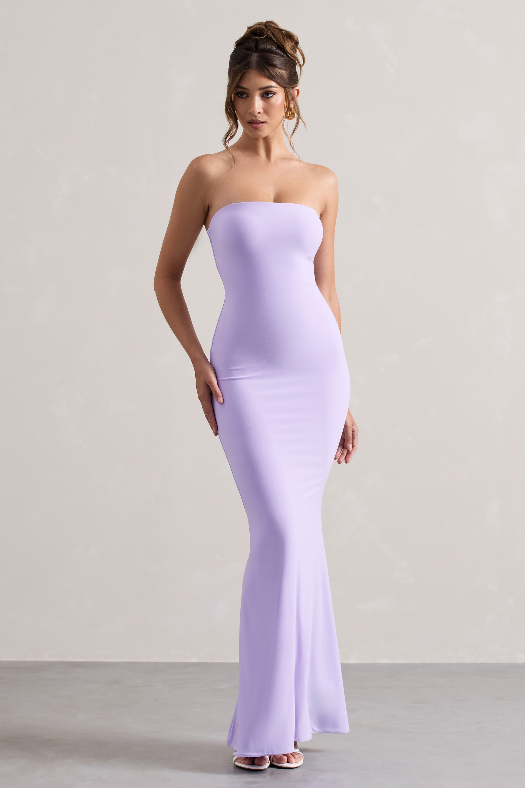Tören | Leylak Bandeau Kuyruklu Maxi Elbise