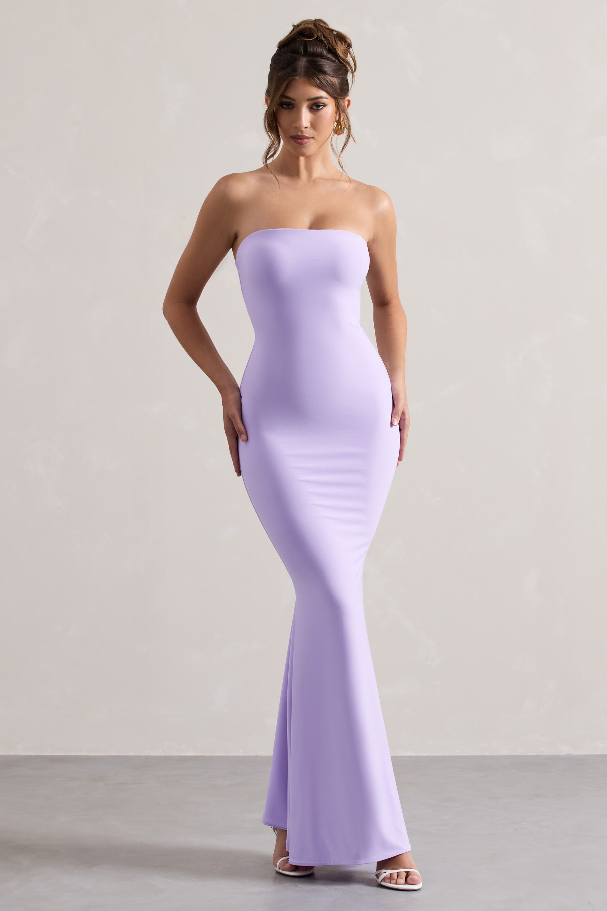 Tören | Leylak Bandeau Kuyruklu Maxi Elbise