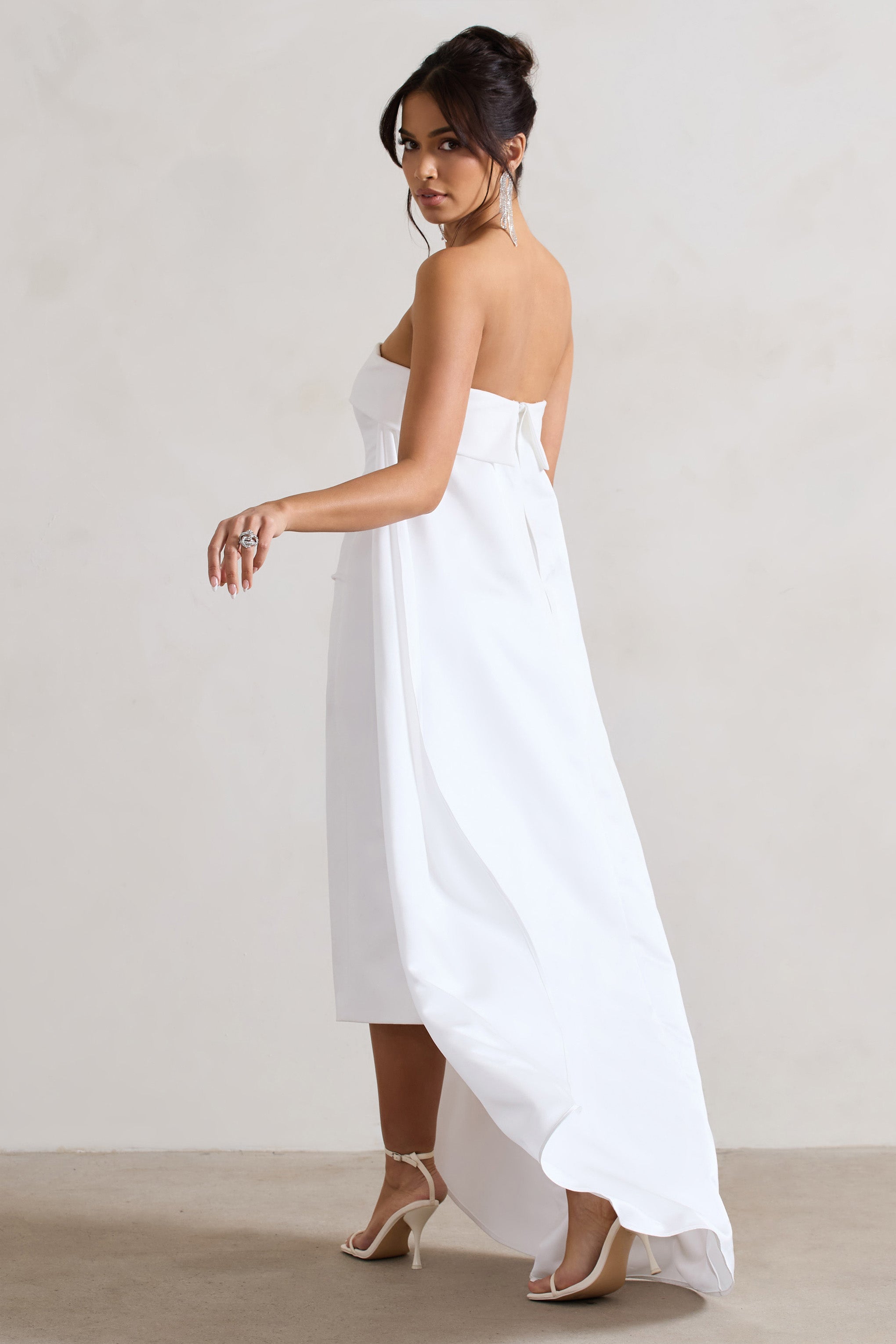 Tarihi Kaydedin | Trenli Krem Bandeau Midi Elbise