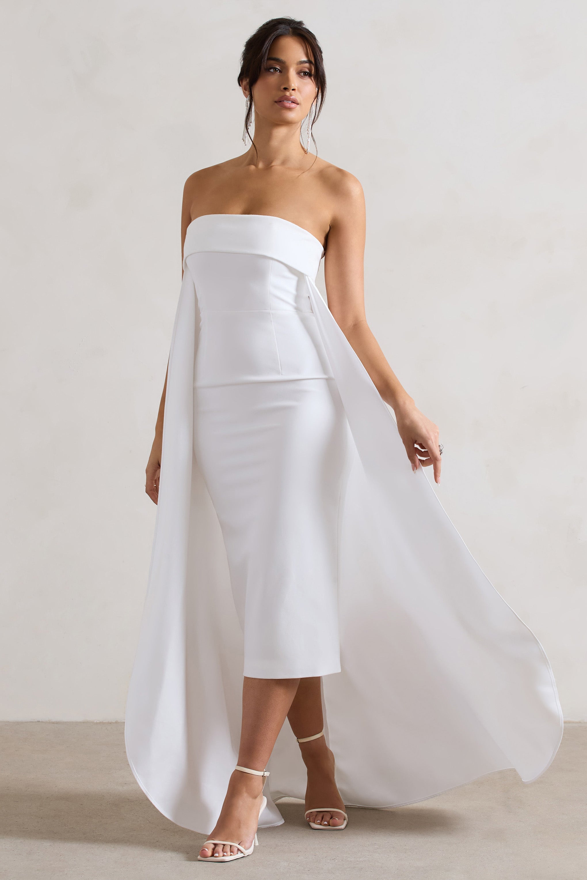 Tarihi Kaydedin | Trenli Krem Bandeau Midi Elbise