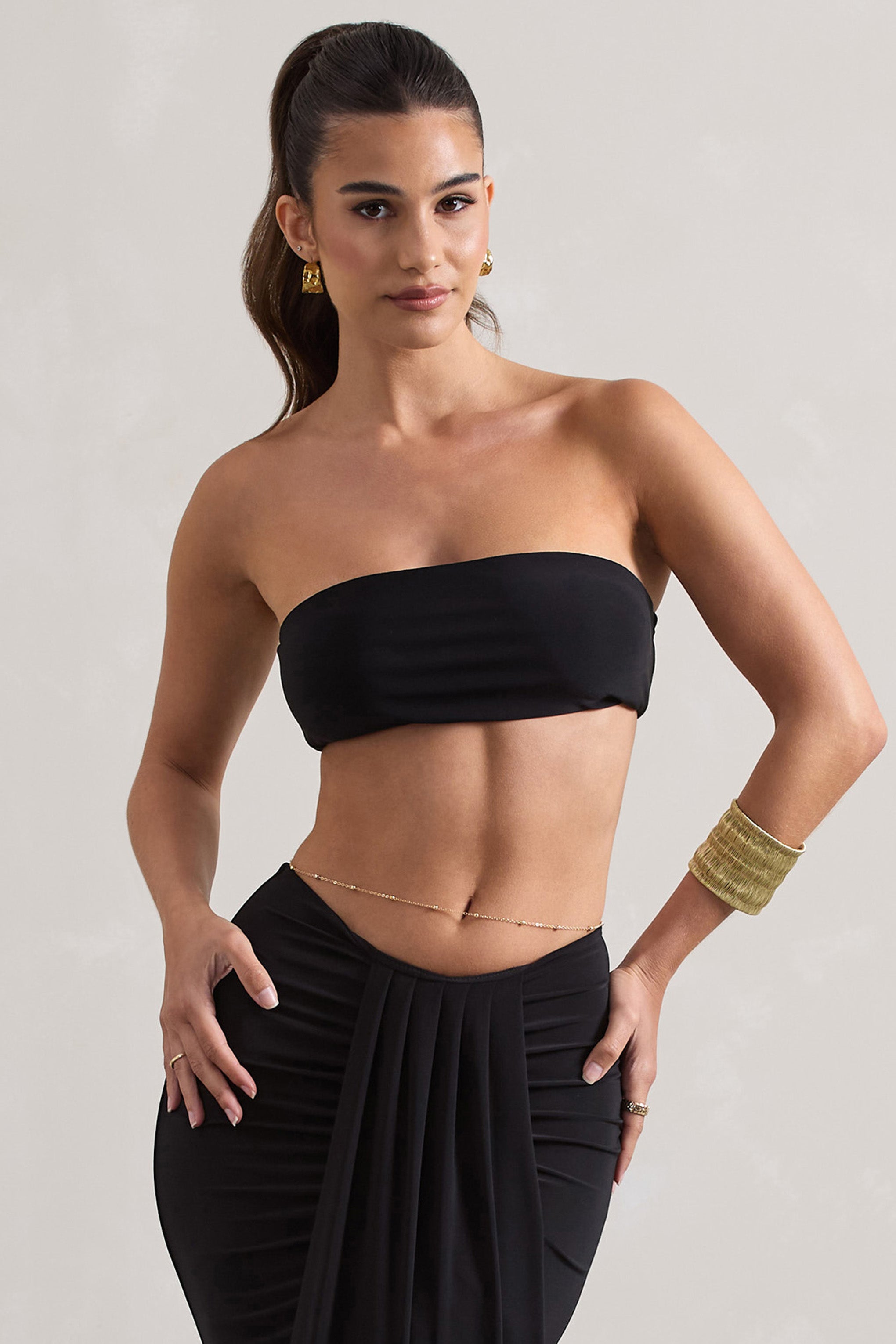 Vada | Siyah Bandeau Kısa Üst