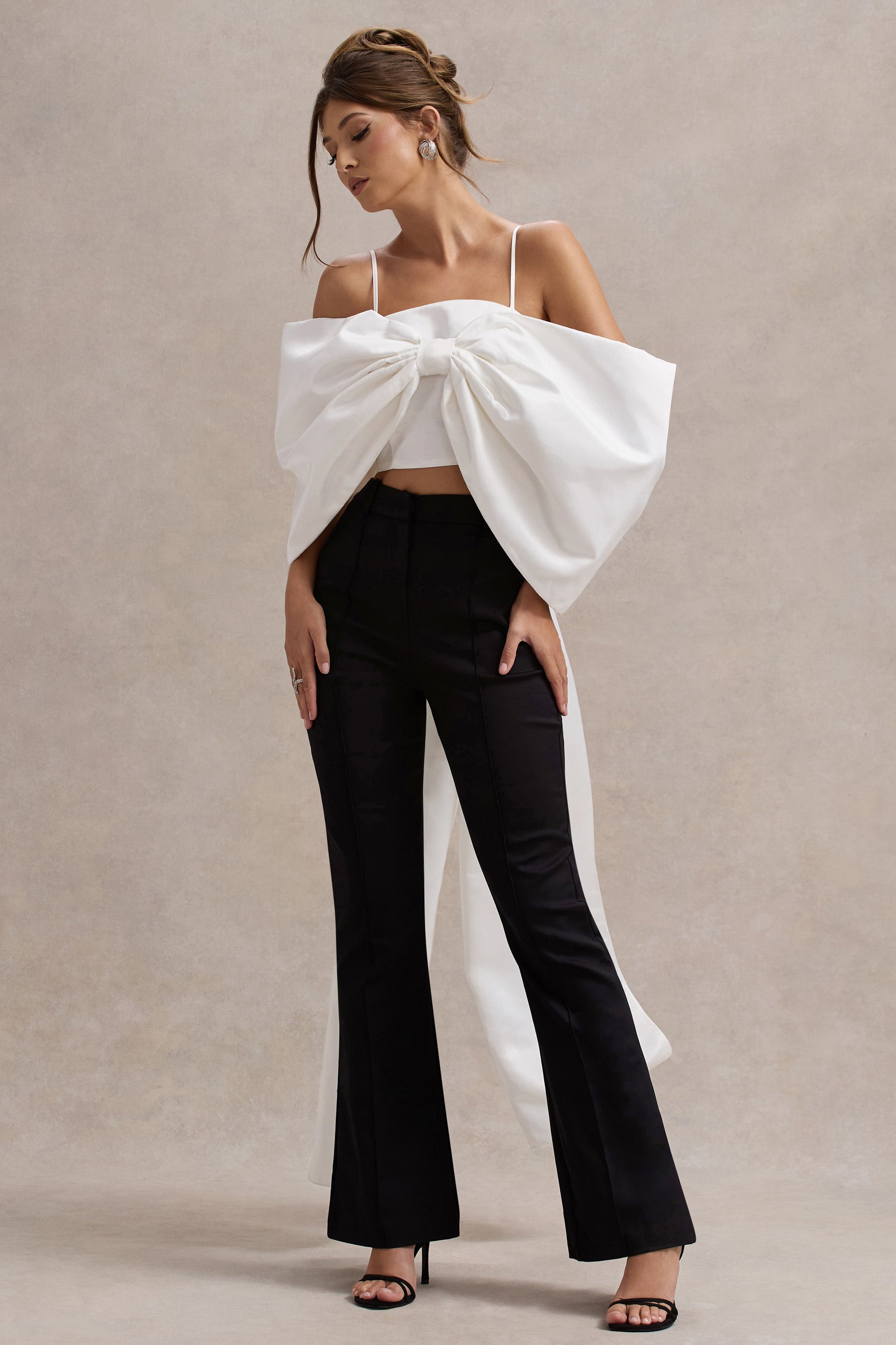 Hatıra | Oversized Kemerli Beyaz Saten Bluz