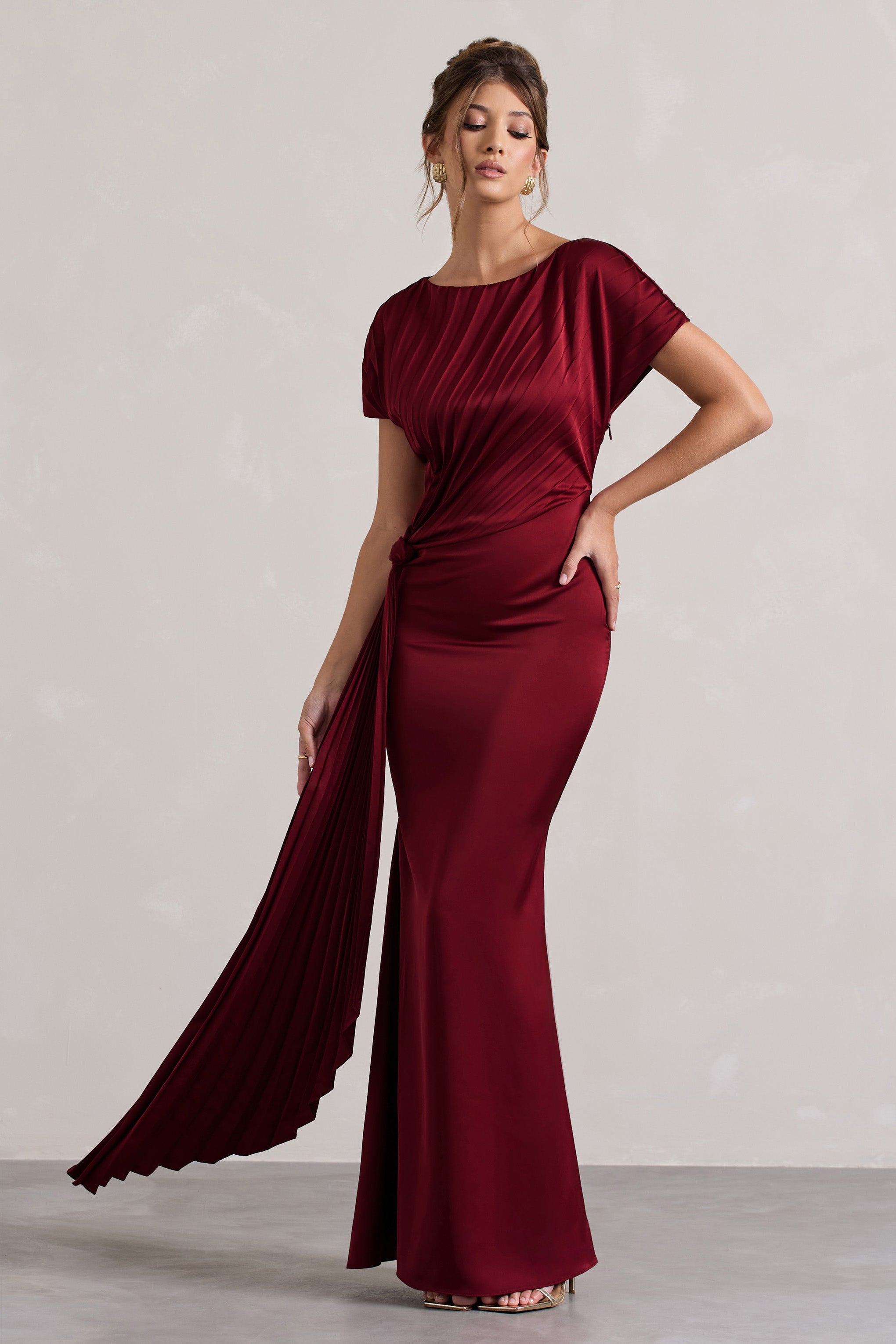 Ambrosia | Drapeli Yumuşak Saten Maxi Elbise