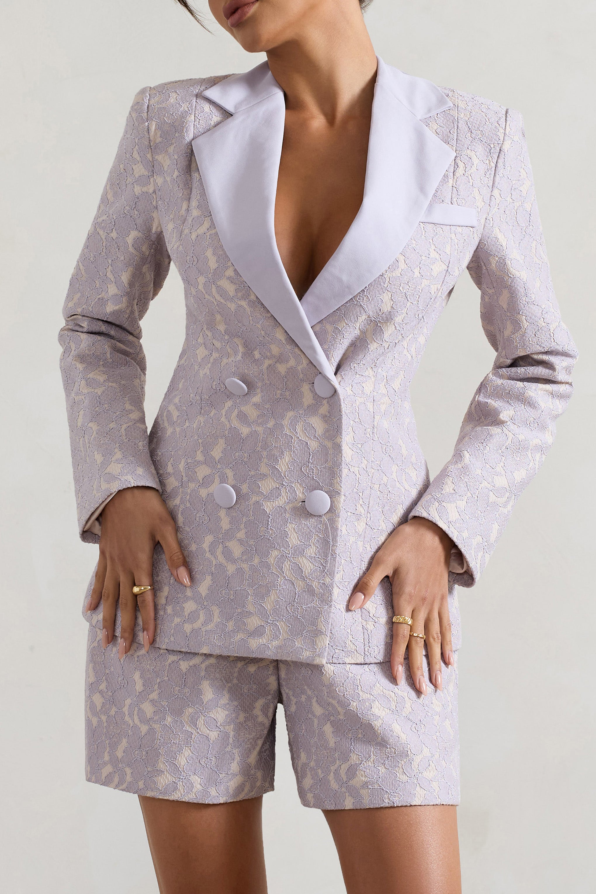 Kennedy | Lila Dantel Kesim Blazer