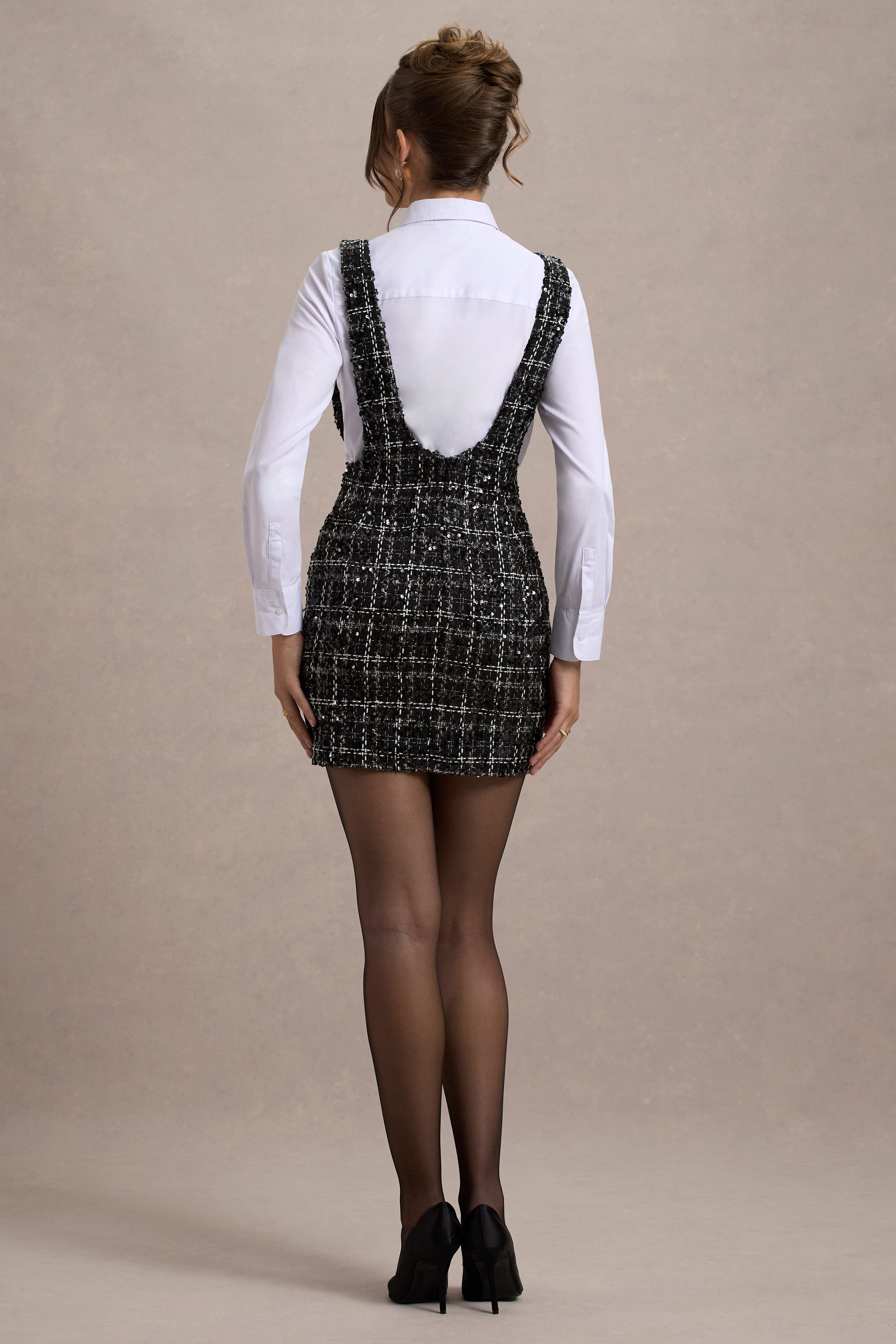 Oxford | Siyah Boucle Kolsuz Elbise