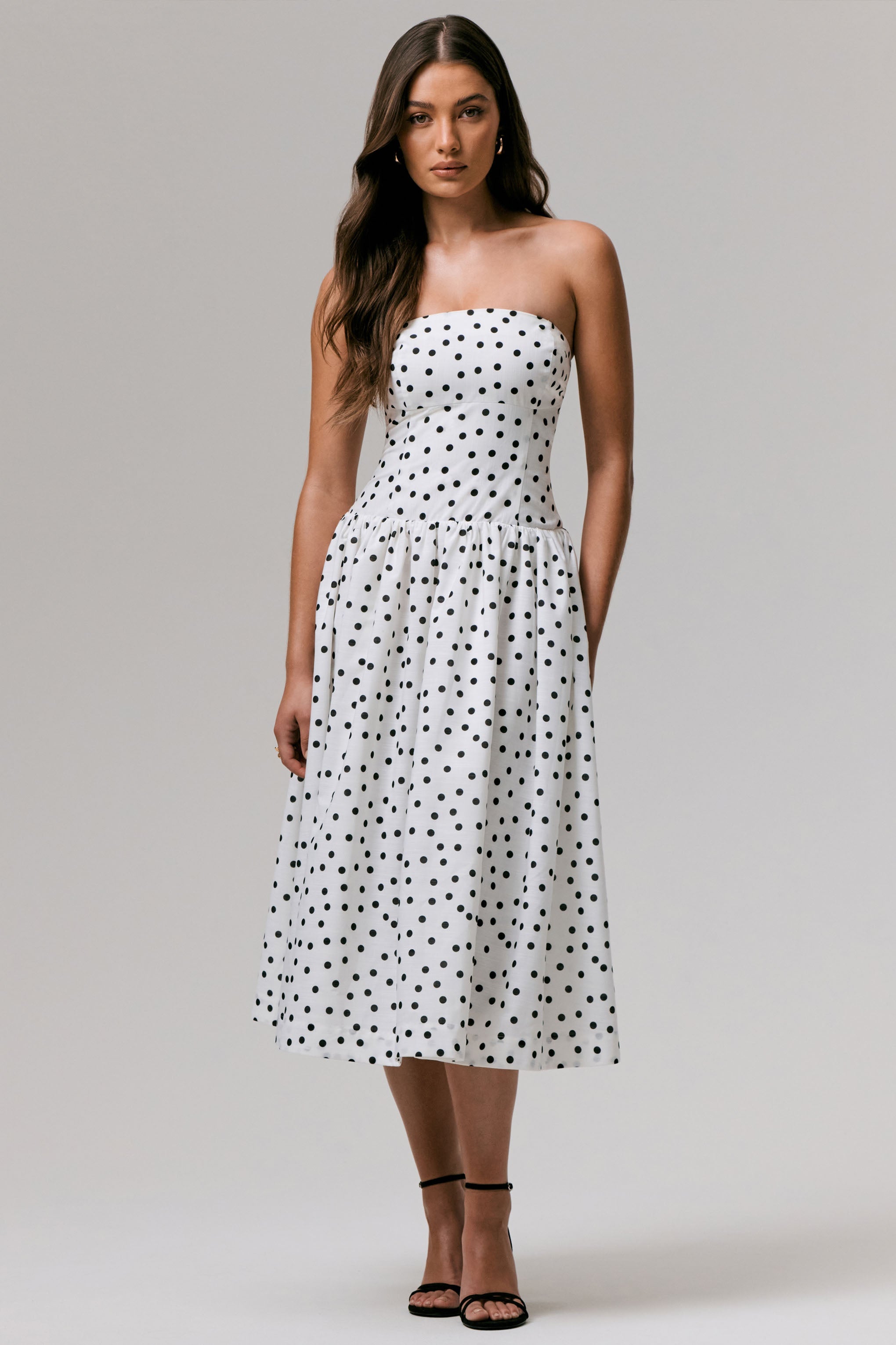 Triumph | Puantiye Desenli Bandeau Midi Elbise