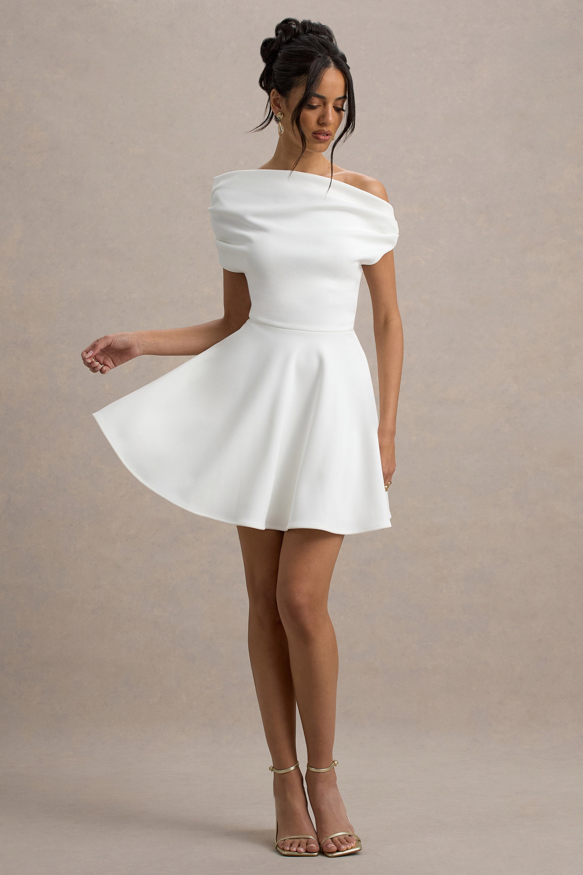 Agnes | Beyaz Tek Omuzlu Mini Elbise