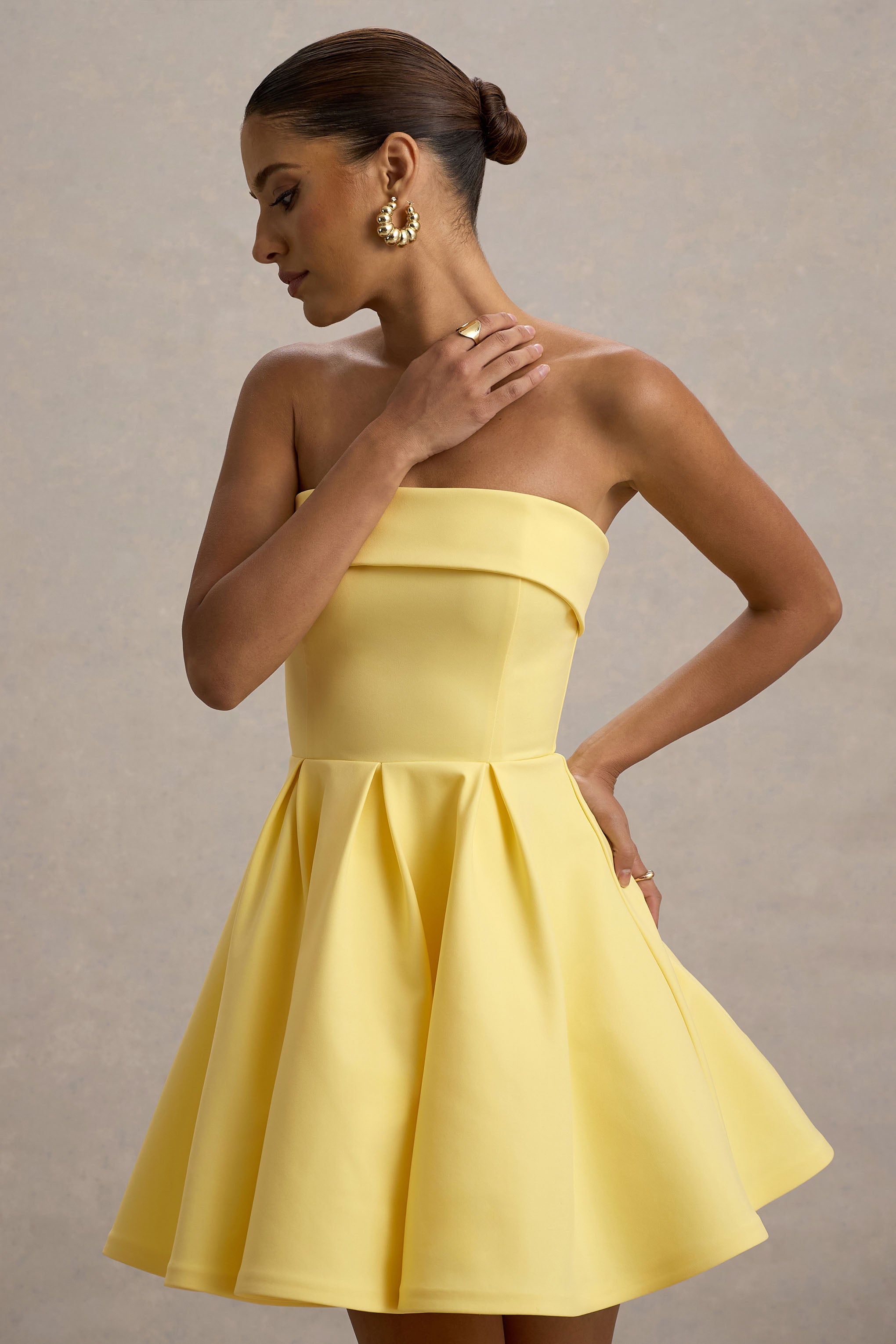 Bruna | Limon Bandeau Kayık Elbise