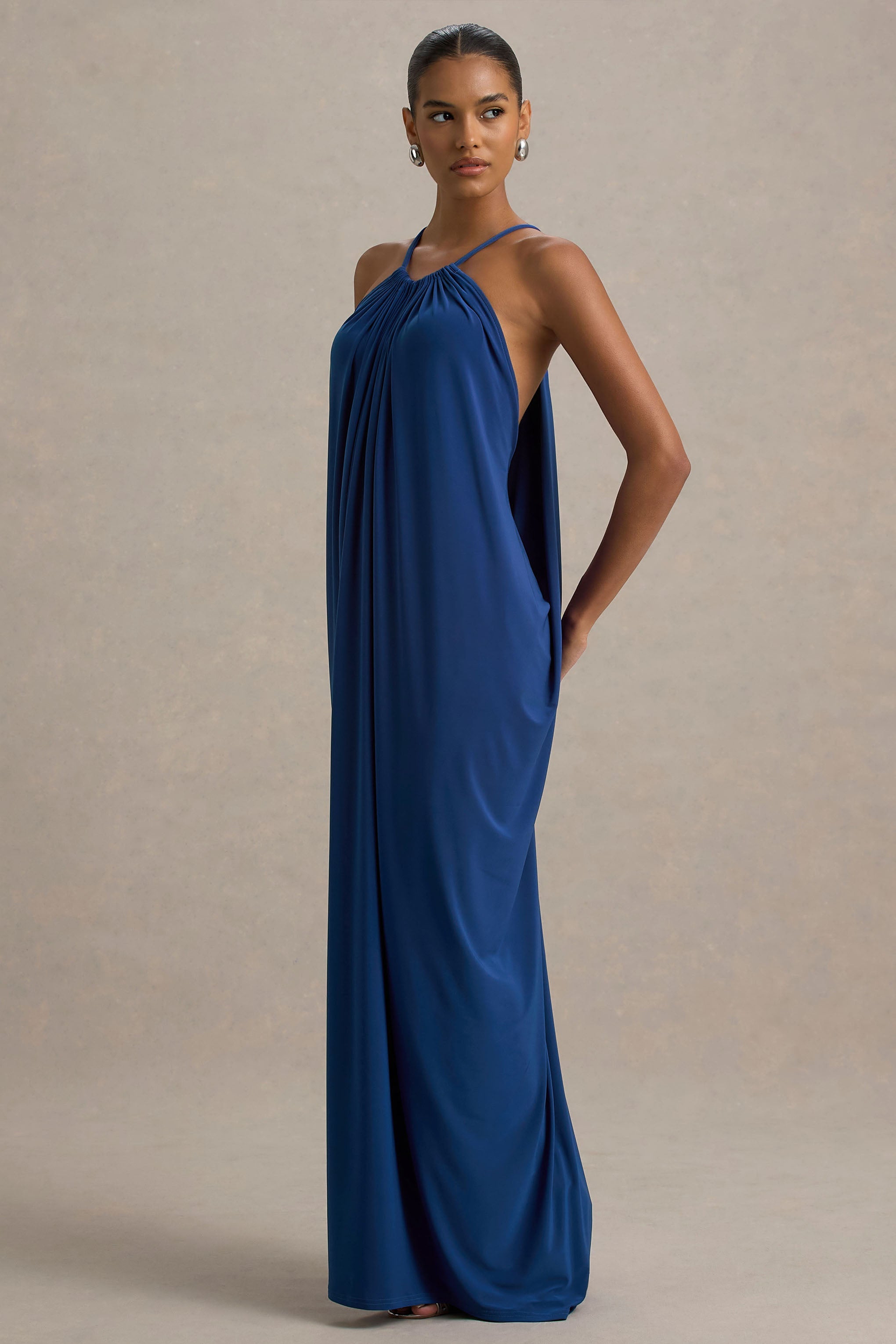Tammy | Mavi Halter Yaka Maxi Elbise