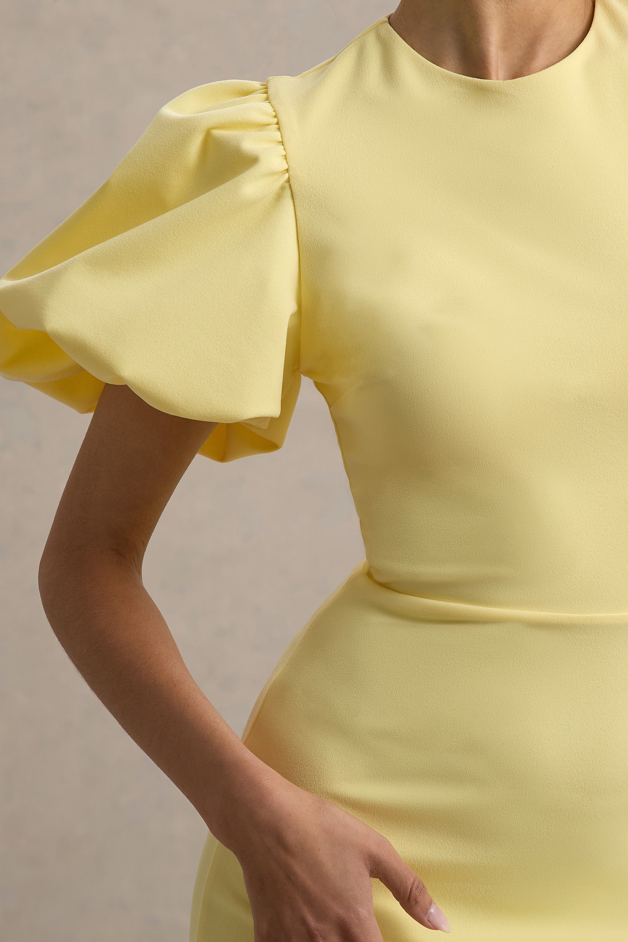 Dakota | Limon Puf Kollu Midi Elbise