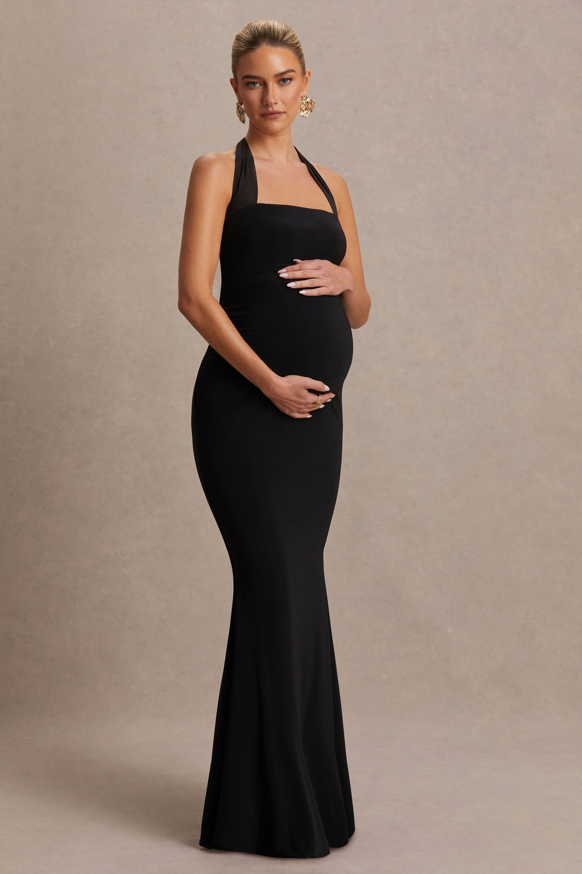 Avielle | Siyah Halter Yaka Maxi Elbise