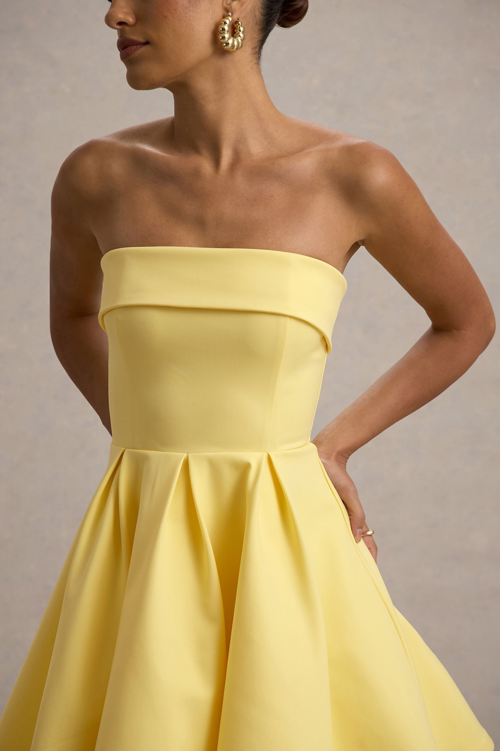 Bruna | Limon Bandeau Kayık Elbise