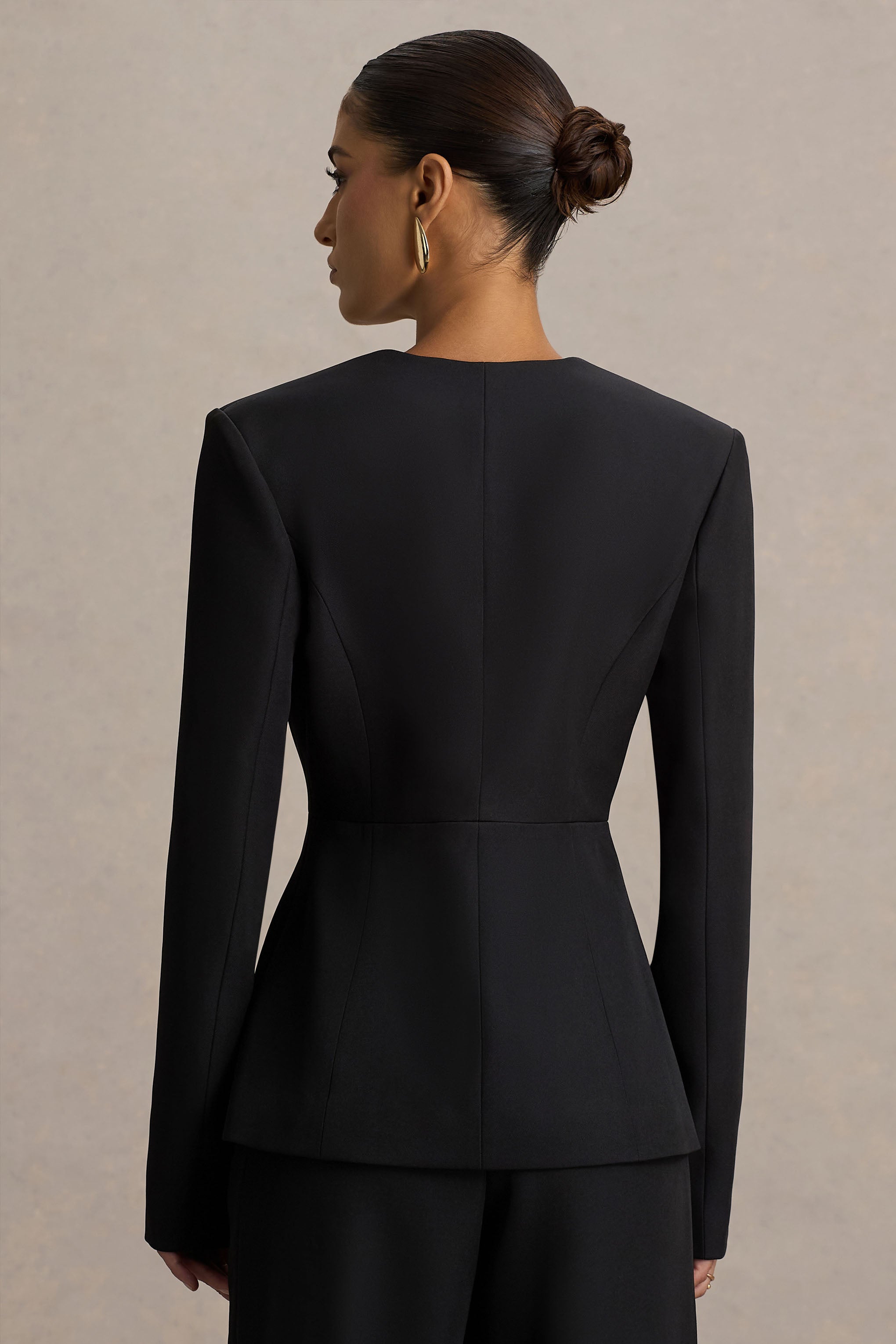 Rosalina | Siyah Aşırı Derin Yaka Kesim Blazer