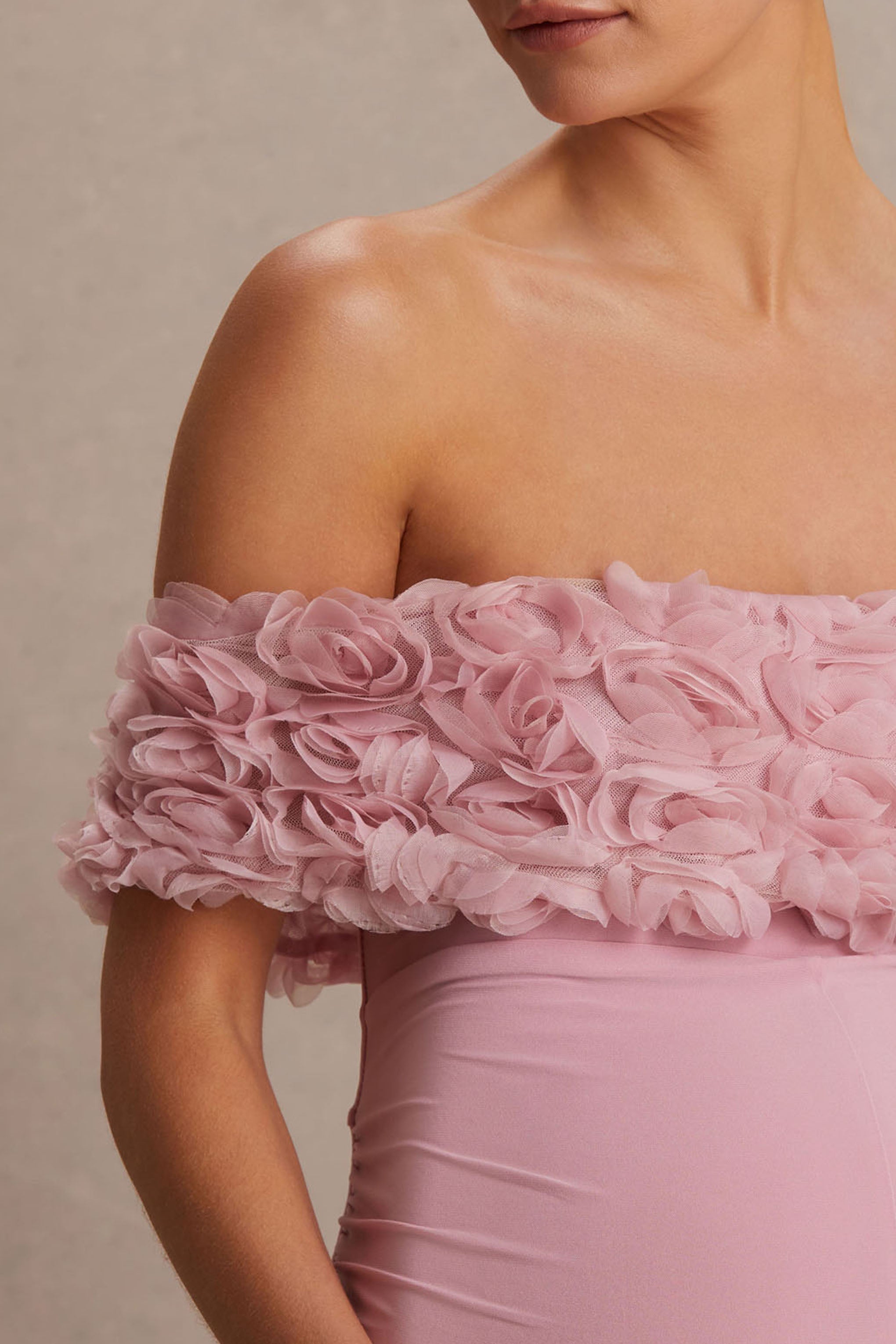 Sallow | Pembe Çiçekli Bardot Hamile Tulum