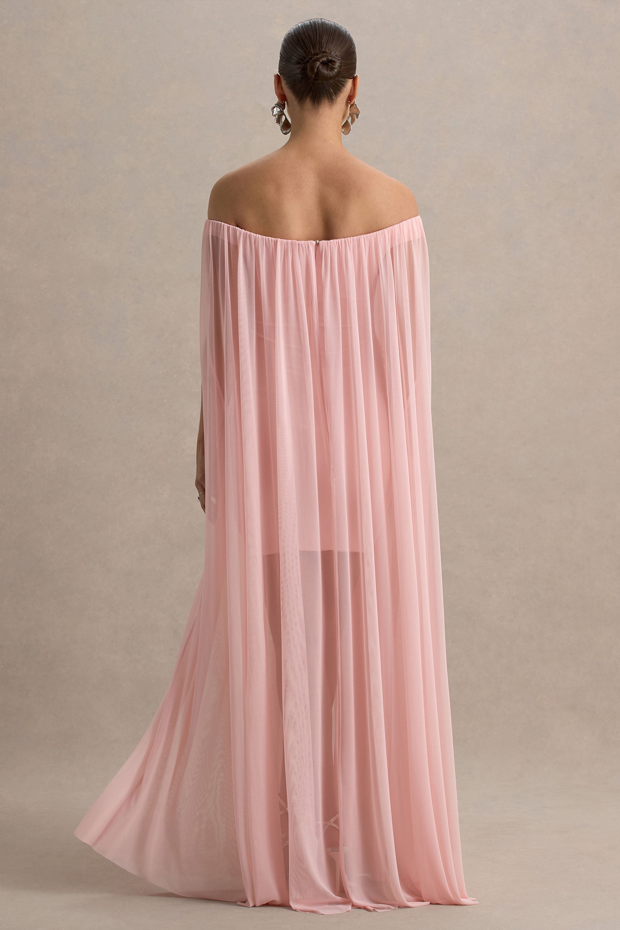 Atmosphere | Pembe Bandeau Hamile Mini Elbise File Kaplama ile