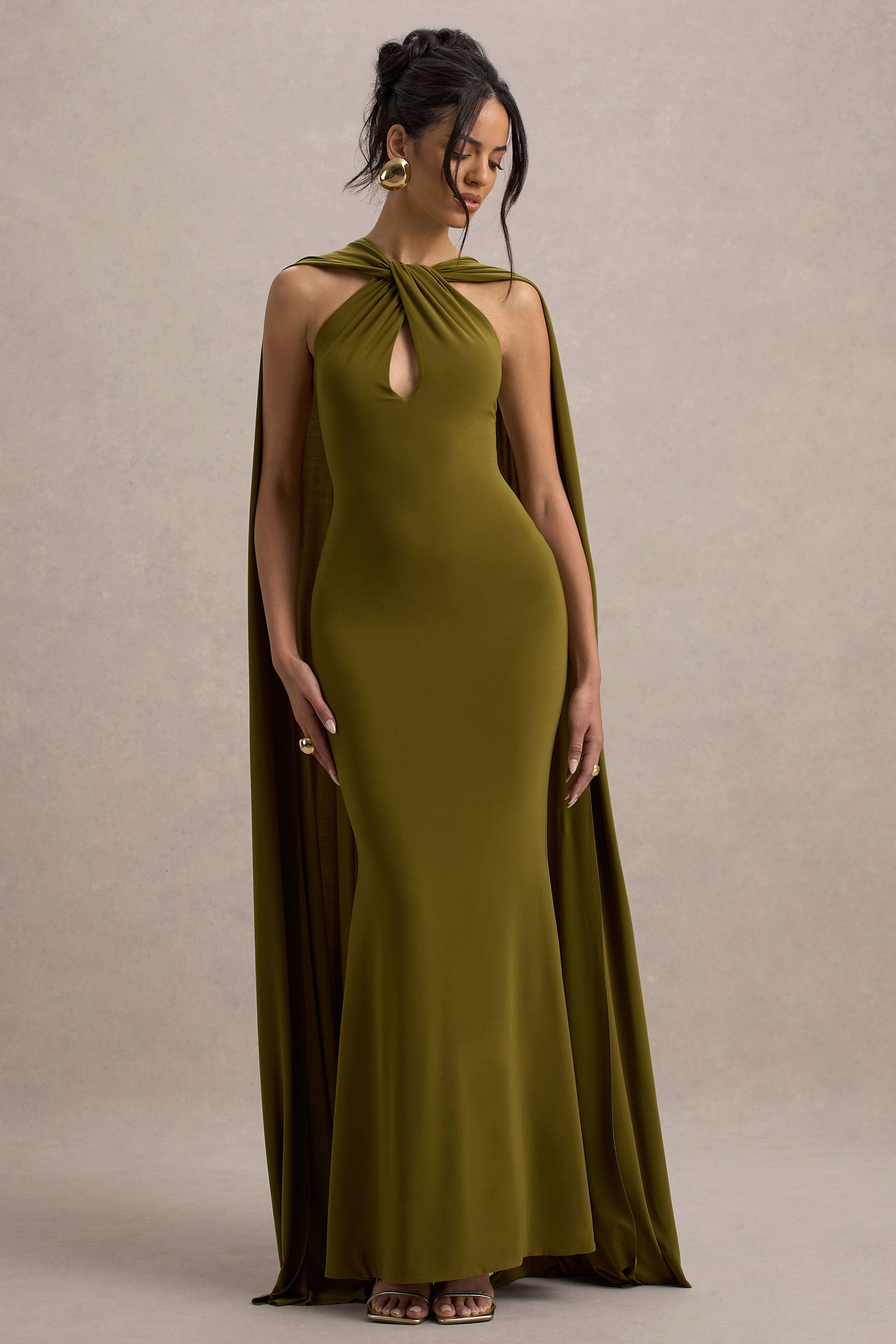 Rhoda | Yeşil Dönüş Halter Yaka Maxi Elbise