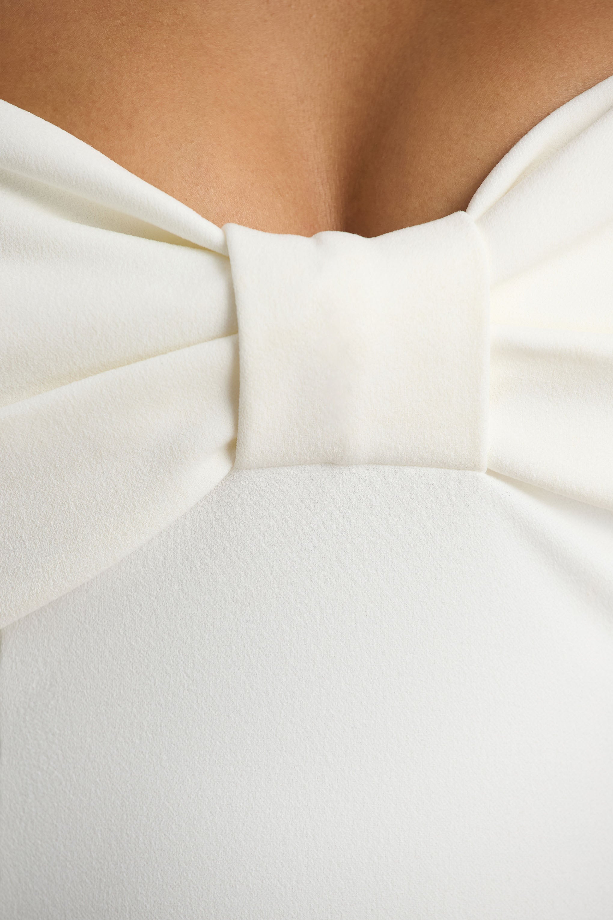 Bayshore | Beyaz Kemerli Bardot Midi Elbise