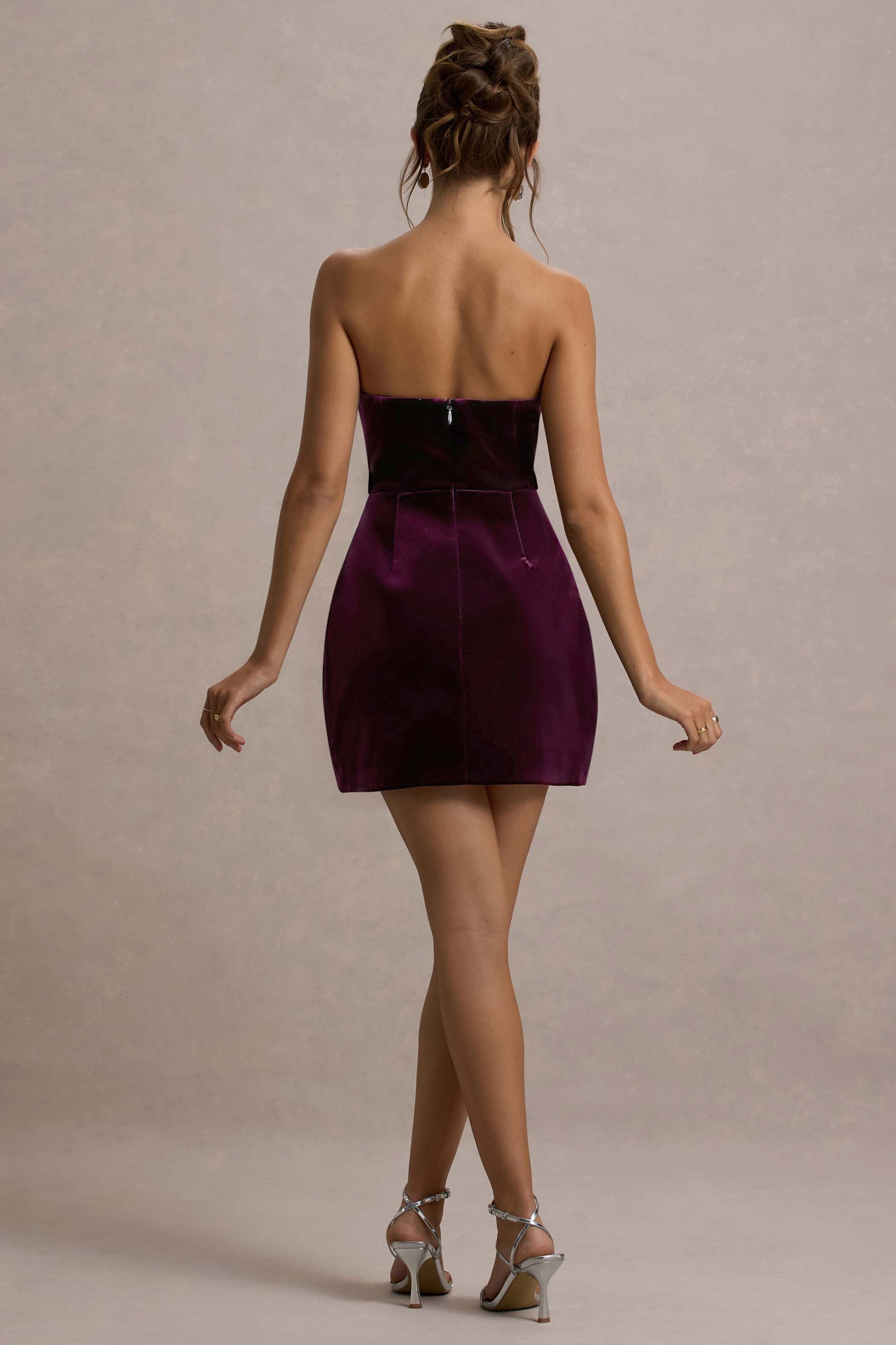 Naia | Port Kadife Süslemeli Bandeau Mini Elbise