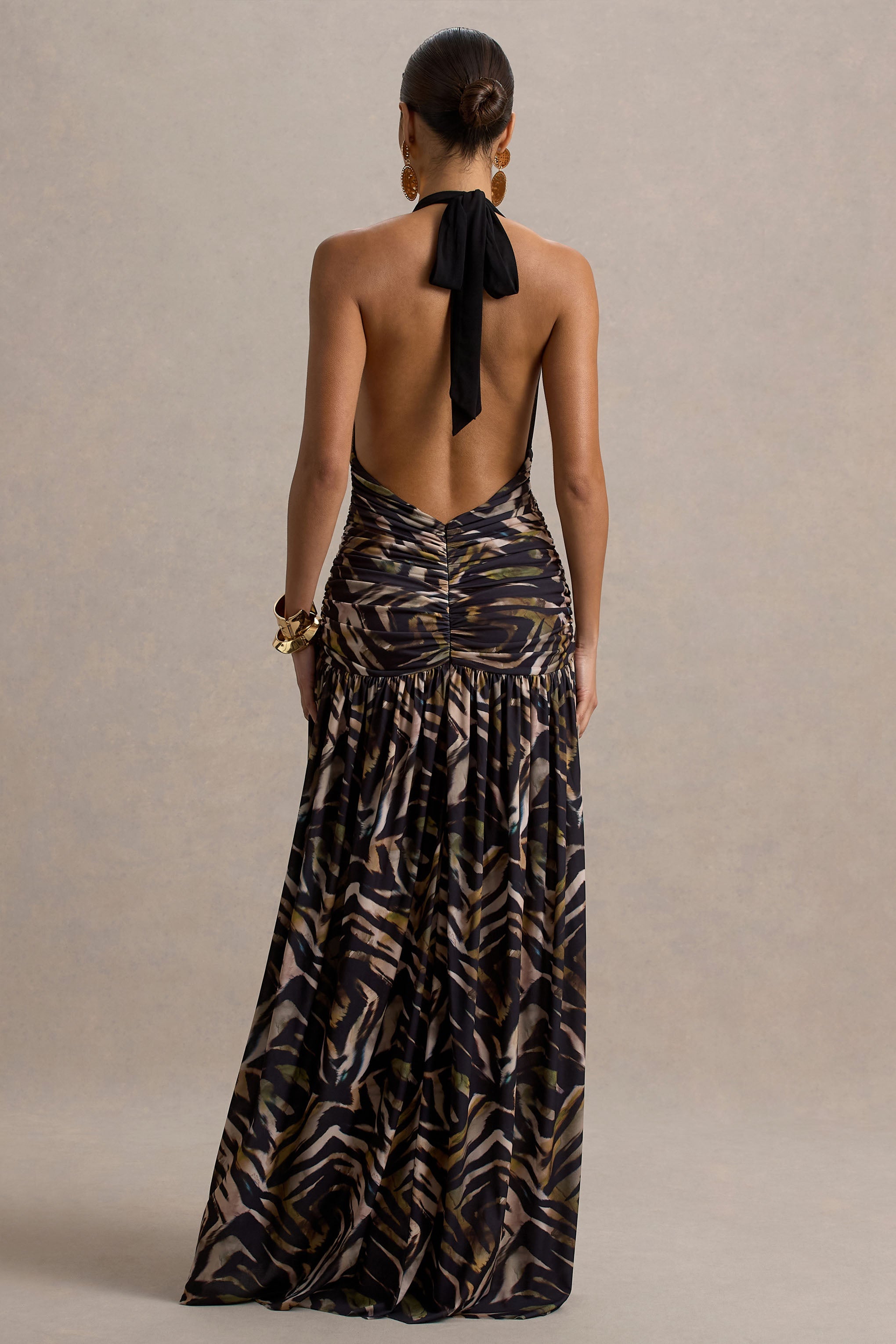 Ferreira | Zebra Desenli Derin Yaka Maxi Elbise