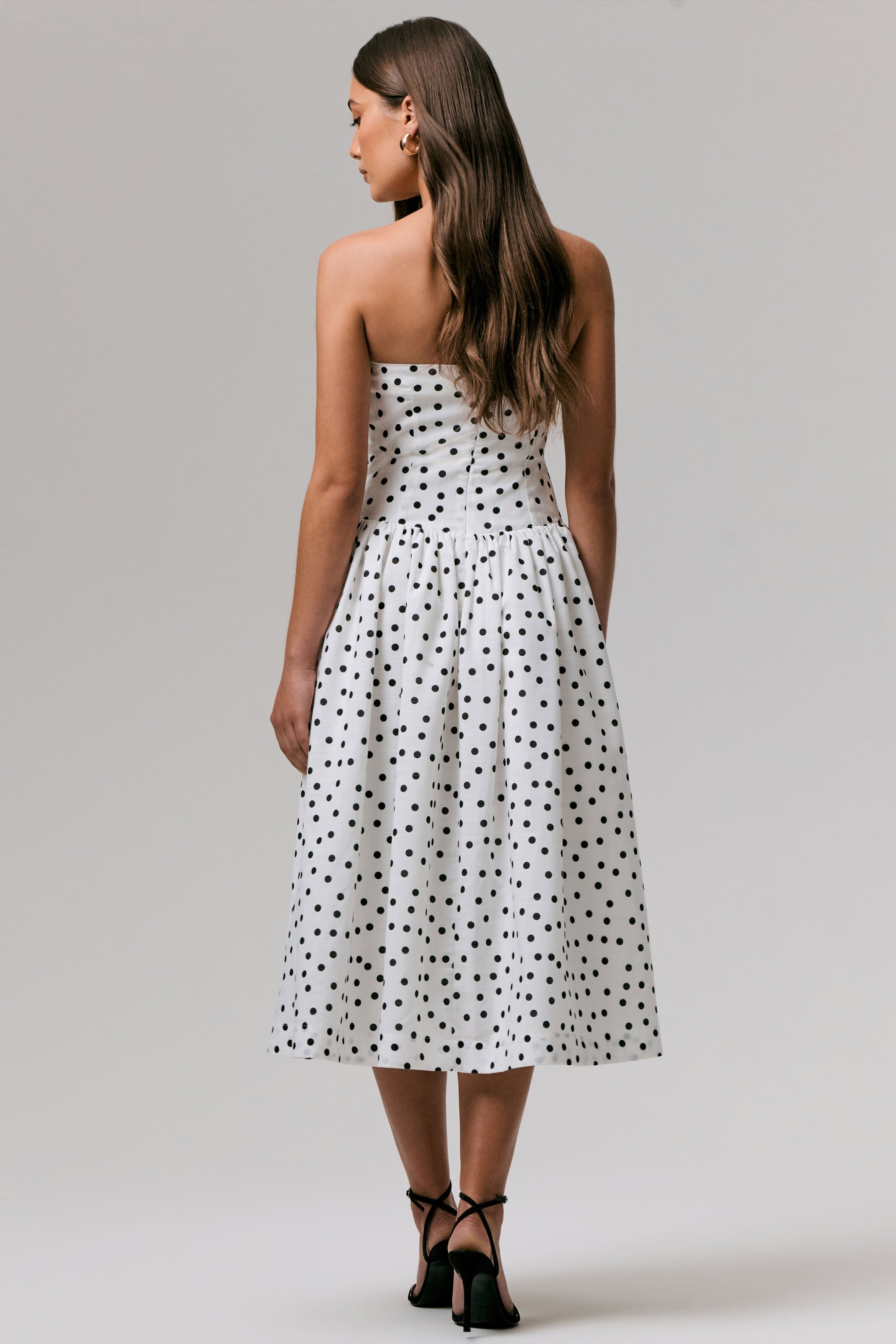 Triumph | Puantiye Desenli Bandeau Midi Elbise