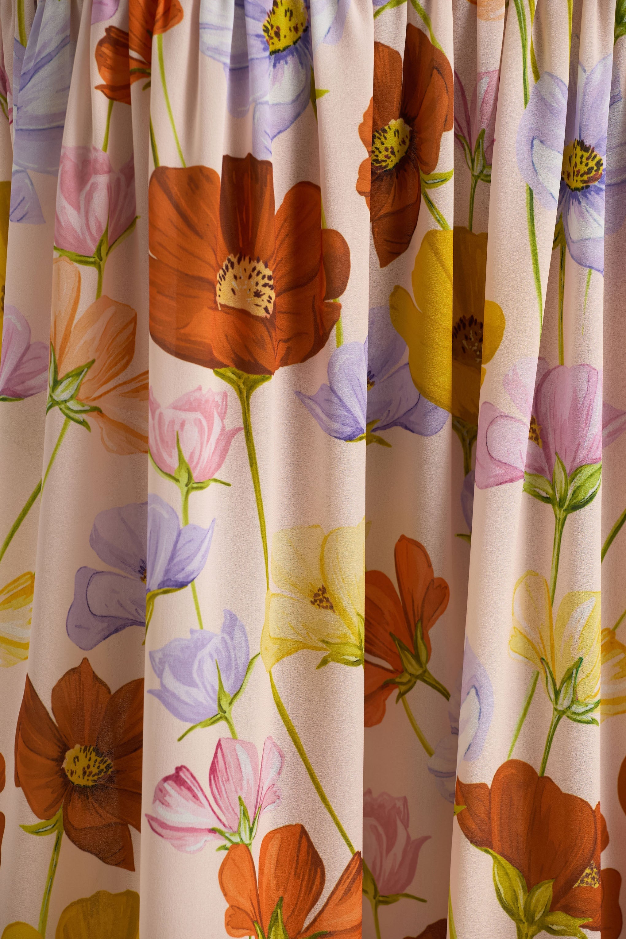 Ginny | Parlak Çiçek Desenli Kabarmalı Kol Maxi Elbise