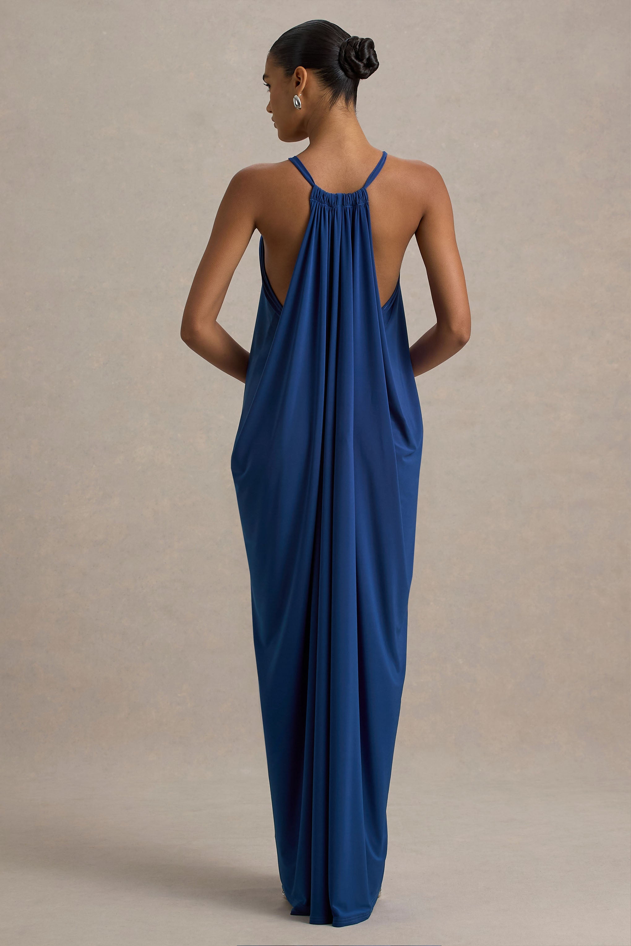 Tammy | Mavi Halter Yaka Maxi Elbise