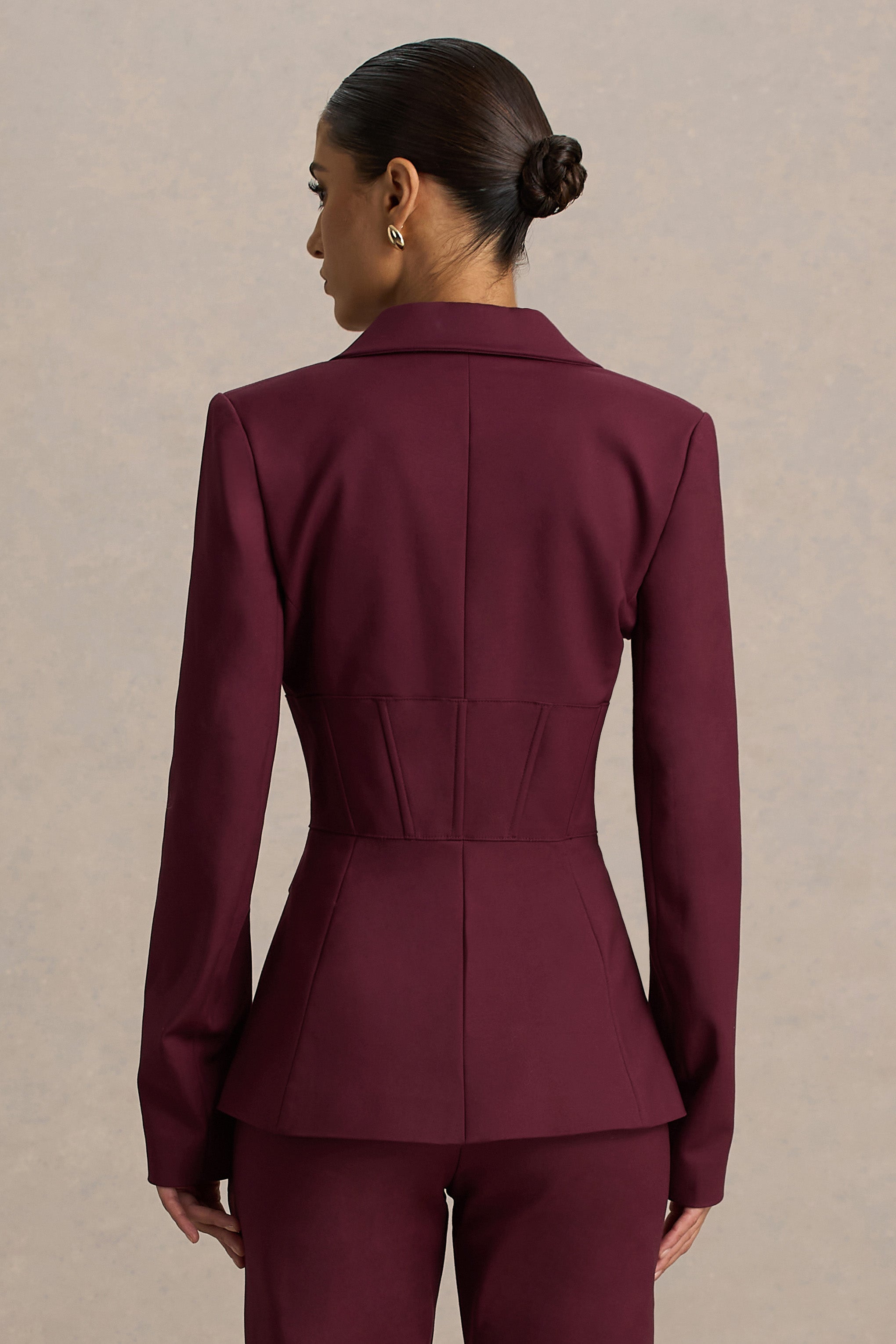 Yenilmez | Bordo Fitted Korse Blazer Ceket